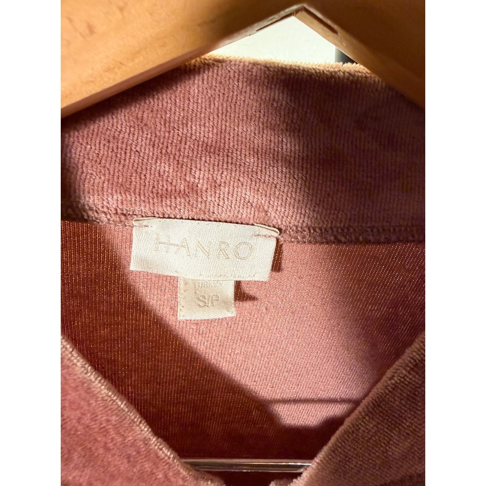 Hanro Womens Velvet Bomber Jacket Dusty Rose Mauve Full Zip Small S/P Loungewear - Picture 3 of 10